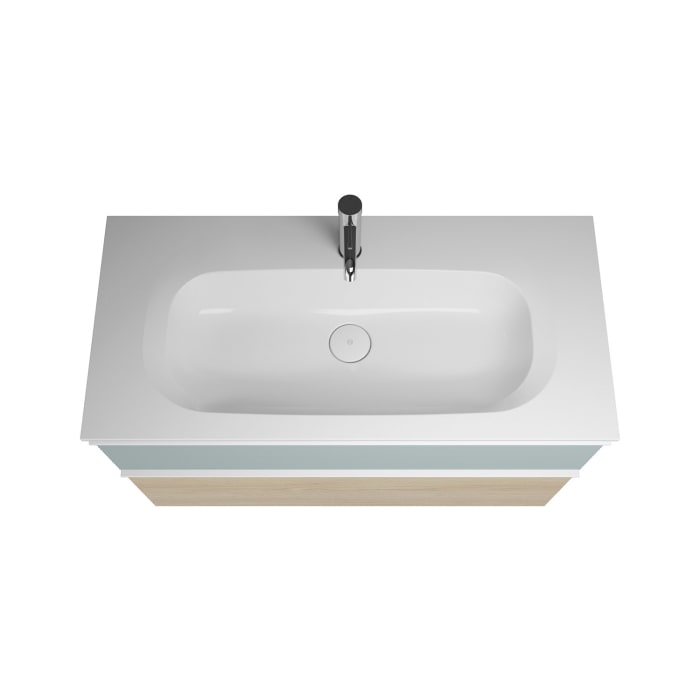 burgbad Fiumo Badmöbel-Set 102 cm mit Waschtisch und Unterschrank  mit Griff G0223 sowie mit Spiegelschrank