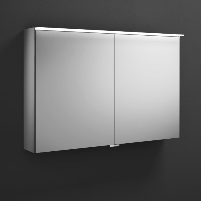 burgbad Fiumo Badmöbel-Set 102 cm mit Waschtisch und Unterschrank  mit Griff G0146 sowie mit Spiegelschrank