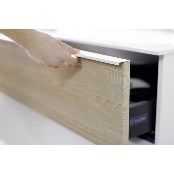 burgbad Fiumo Badmöbel-Set 122 cm mit Waschtisch mit 2 Hahnlöcher und Unterschrank  mit Griff G0223 sowie mit Spiegelschrank