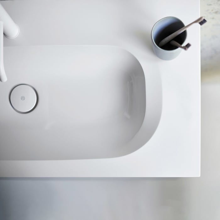 burgbad Fiumo Badmöbel-Set 122 cm mit Waschtisch mit 2 Hahnlöcher und Unterschrank  mit Griff G0223 sowie mit Spiegelschrank