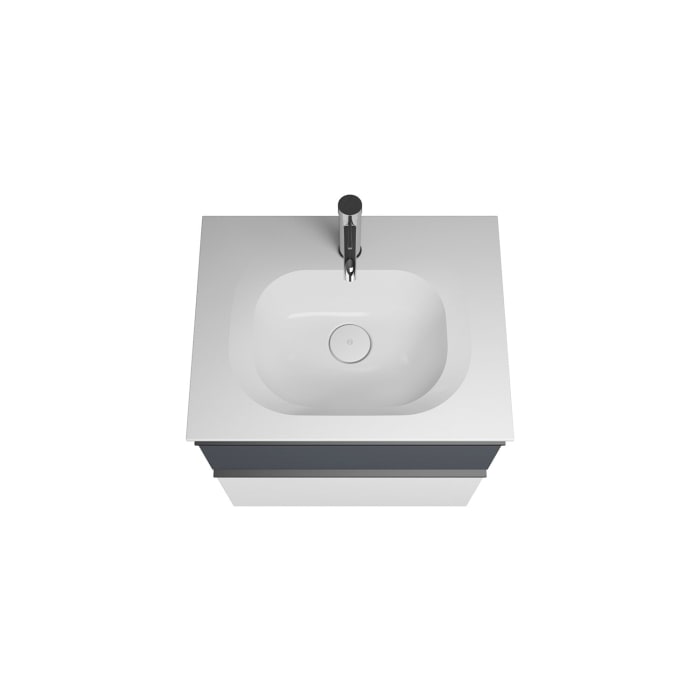 burgbad Fiumo Badmöbel-Set 62 cm mit Waschtisch und Unterschrank  mit Griff G0200 sowie mit Spiegelschrank mit Türanschlag links