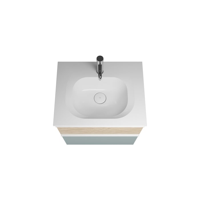 burgbad Fiumo Badmöbel-Set 62 cm mit Waschtisch und Unterschrank  mit Griff G0223 sowie mit Spiegelschrank mit Türanschlag links