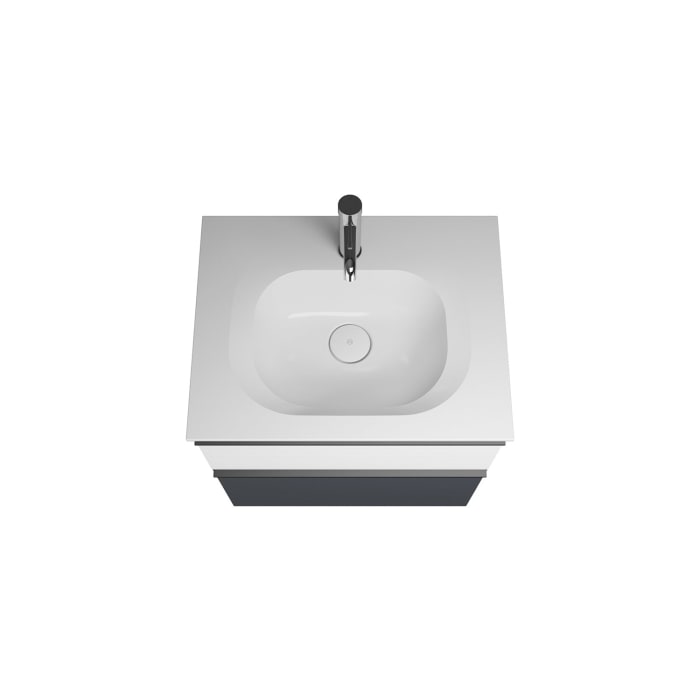 burgbad Fiumo Badmöbel-Set 62 cm mit Waschtisch und Unterschrank  mit Griff G0200 sowie mit Spiegelschrank mit Türanschlag links