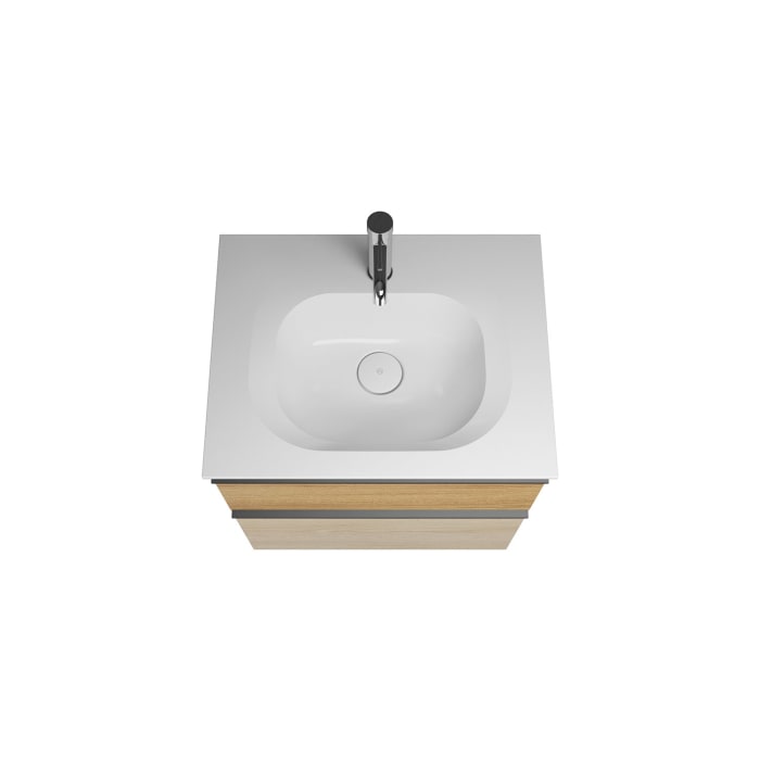 burgbad Fiumo Badmöbel-Set 62 cm mit Waschtisch und Unterschrank  mit Griff G0200 sowie mit Spiegelschrank mit Türanschlag links