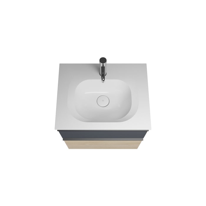 burgbad Fiumo Badmöbel-Set 62 cm mit Waschtisch und Unterschrank  mit Griff G0200 sowie mit Spiegelschrank mit Türanschlag links