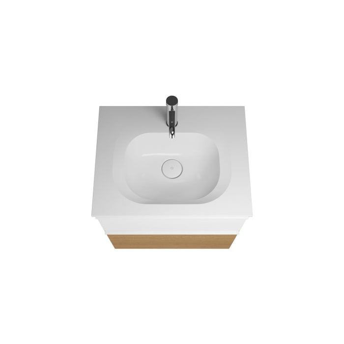 burgbad Fiumo Badmöbel-Set 62 cm mit Waschtisch und Unterschrank  mit Griff G0223 sowie mit Spiegelschrank mit Türanschlag links