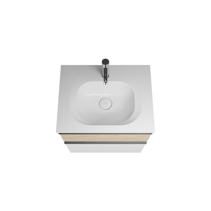 burgbad Fiumo Badmöbel-Set 62 cm mit Waschtisch und Unterschrank  mit Griff G0200 sowie mit Spiegelschrank mit Türanschlag rechts