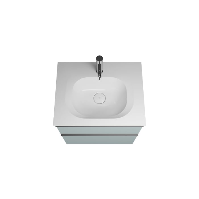 burgbad Fiumo Badmöbel-Set 62 cm mit Waschtisch und Unterschrank  mit Griff G0200 sowie mit Spiegelschrank mit Türanschlag rechts