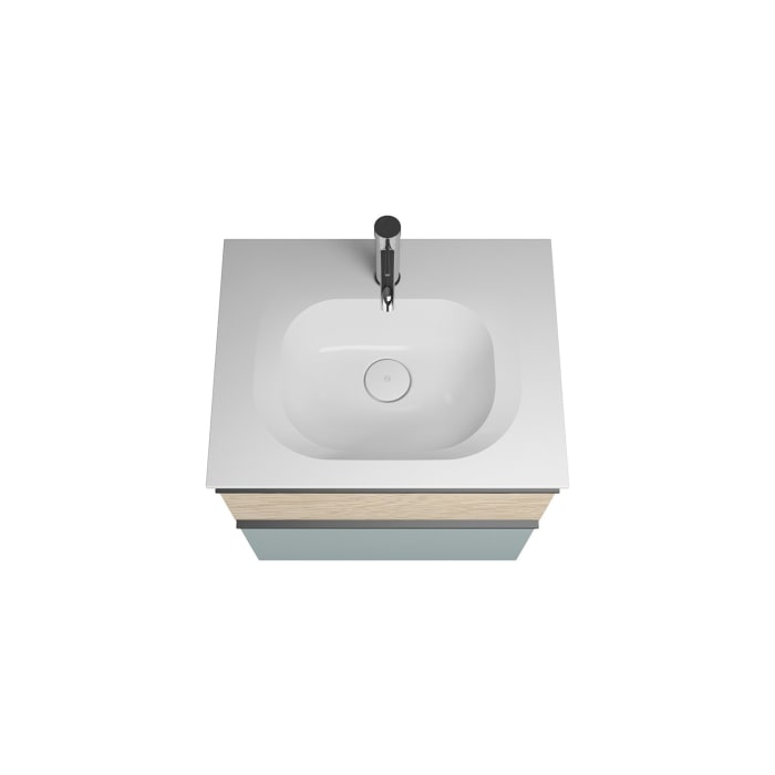 burgbad Fiumo Badmöbel-Set 62 cm mit Waschtisch und Unterschrank  mit Griff G0200 sowie mit Spiegelschrank mit Türanschlag rechts