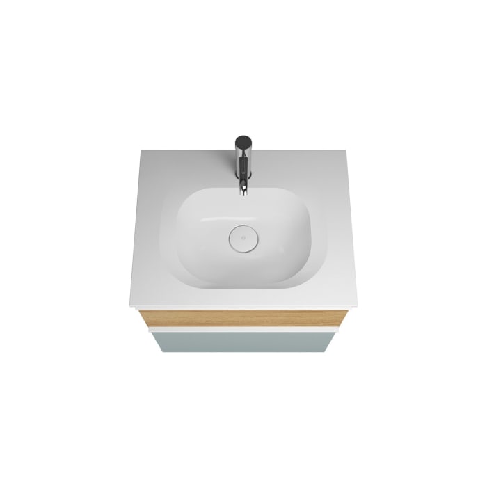 burgbad Fiumo Badmöbel-Set 62 cm mit Waschtisch und Unterschrank  mit Griff G0223 sowie mit Spiegelschrank mit Türanschlag rechts