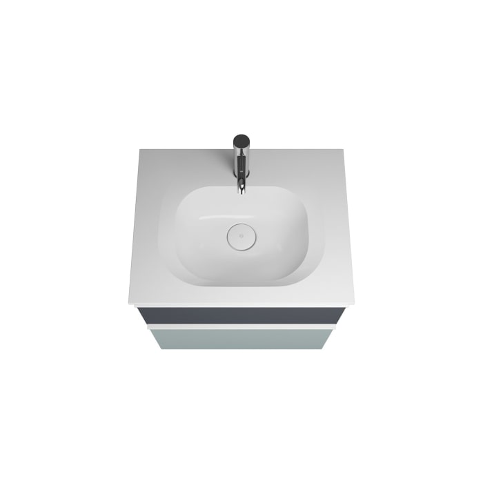 burgbad Fiumo Badmöbel-Set 62 cm mit Waschtisch und Unterschrank  mit Griff G0223 sowie mit Spiegelschrank mit Türanschlag rechts