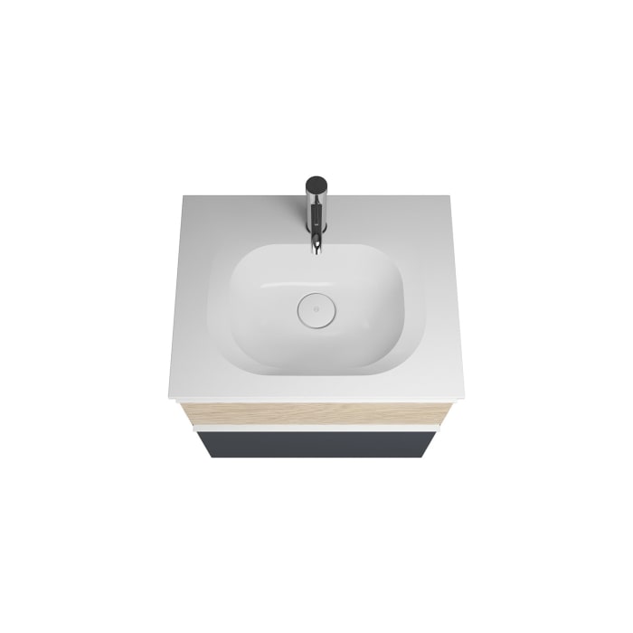 burgbad Fiumo Badmöbel-Set 62 cm mit Waschtisch und Unterschrank  mit Griff G0223 sowie mit Spiegelschrank mit Türanschlag rechts