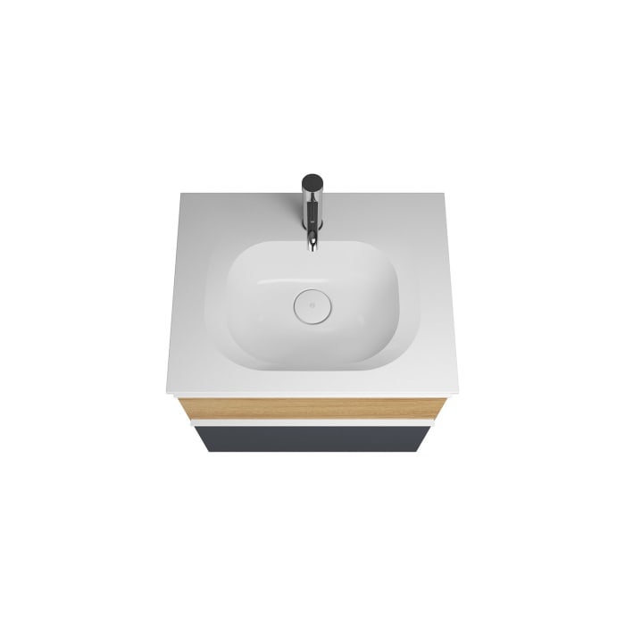 burgbad Fiumo Badmöbel-Set 62 cm mit Waschtisch und Unterschrank  mit Griff G0223 sowie mit Spiegelschrank mit Türanschlag rechts