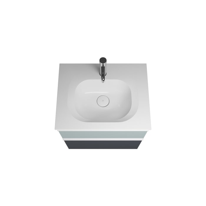 burgbad Fiumo Badmöbel-Set 62 cm mit Waschtisch und Unterschrank  mit Griff G0223 sowie mit Spiegelschrank mit Türanschlag rechts