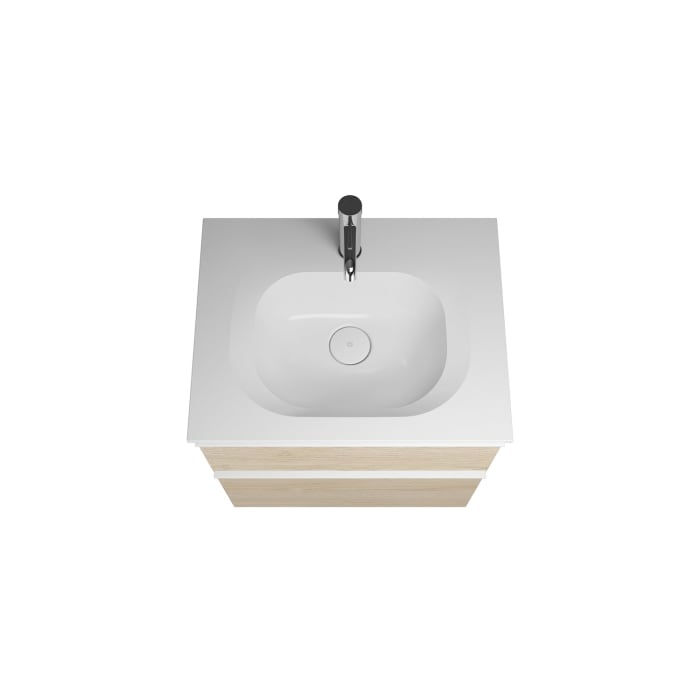 burgbad Fiumo Badmöbel-Set 62 cm mit Waschtisch und Unterschrank  mit Griff G0223 sowie mit Spiegelschrank mit Türanschlag rechts