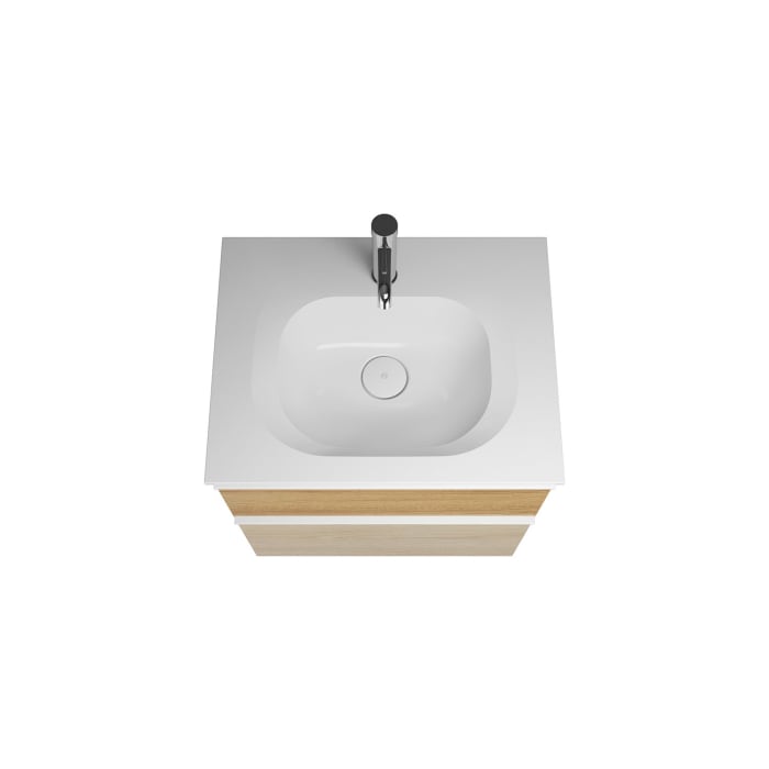 burgbad Fiumo Badmöbel-Set 62 cm mit Waschtisch und Unterschrank  mit Griff G0223 sowie mit Spiegelschrank mit Türanschlag rechts