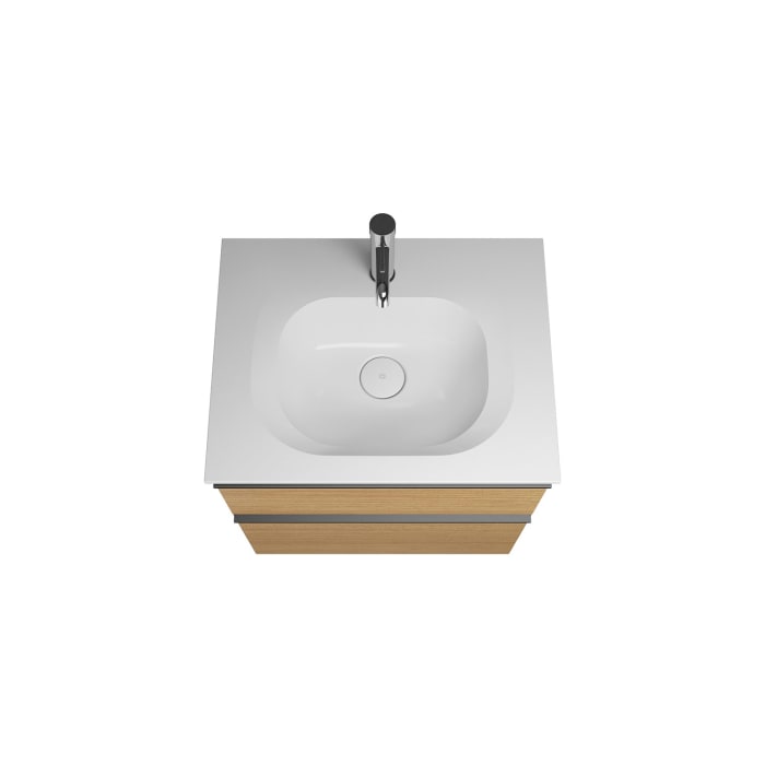 burgbad Fiumo Badmöbel-Set 62 cm mit Waschtisch und Unterschrank  mit Griff G0200 sowie mit Spiegelschrank mit Türanschlag rechts