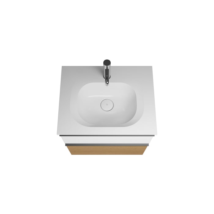 burgbad Fiumo Badmöbel-Set 62 cm mit Waschtisch und Unterschrank  mit Griff G0200 sowie mit Spiegelschrank mit Türanschlag rechts