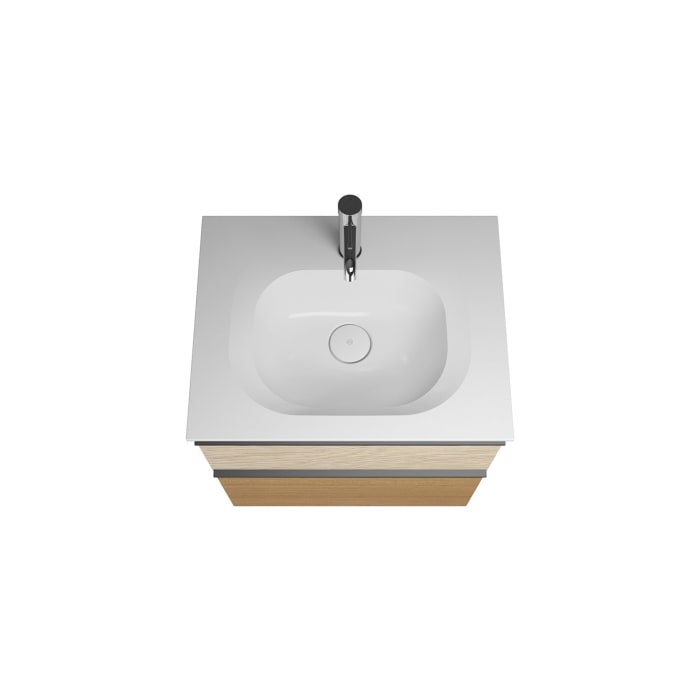 burgbad Fiumo Badmöbel-Set 62 cm mit Waschtisch und Unterschrank  mit Griff G0200 sowie mit Spiegelschrank mit Türanschlag rechts