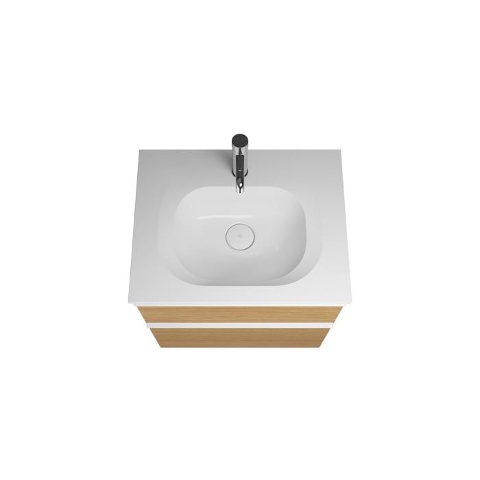 burgbad Fiumo Badmöbel-Set 62 cm mit Waschtisch und Unterschrank  mit Griff G0223 sowie mit Spiegelschrank mit Türanschlag rechts