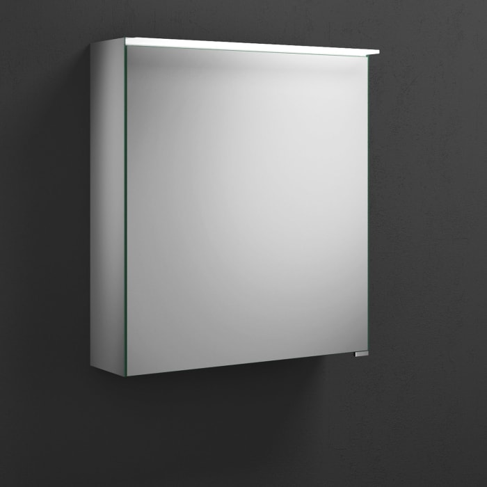 burgbad Fiumo Badmöbel-Set 62 cm mit Waschtisch und Unterschrank  mit Griff G0200 sowie mit Spiegelschrank mit Türanschlag links