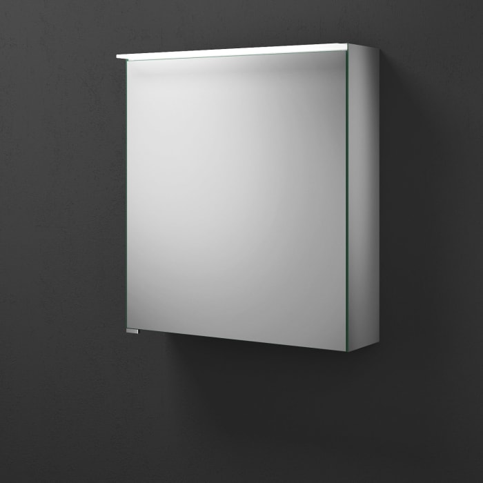 burgbad Fiumo Badmöbel-Set 62 cm mit Waschtisch und Unterschrank  mit Griff G0200 sowie mit Spiegelschrank mit Türanschlag rechts