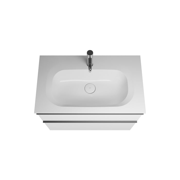 burgbad Fiumo Badmöbel-Set 82 cm mit Waschtisch und Unterschrank  mit Griff G0200 sowie mit Spiegelschrank