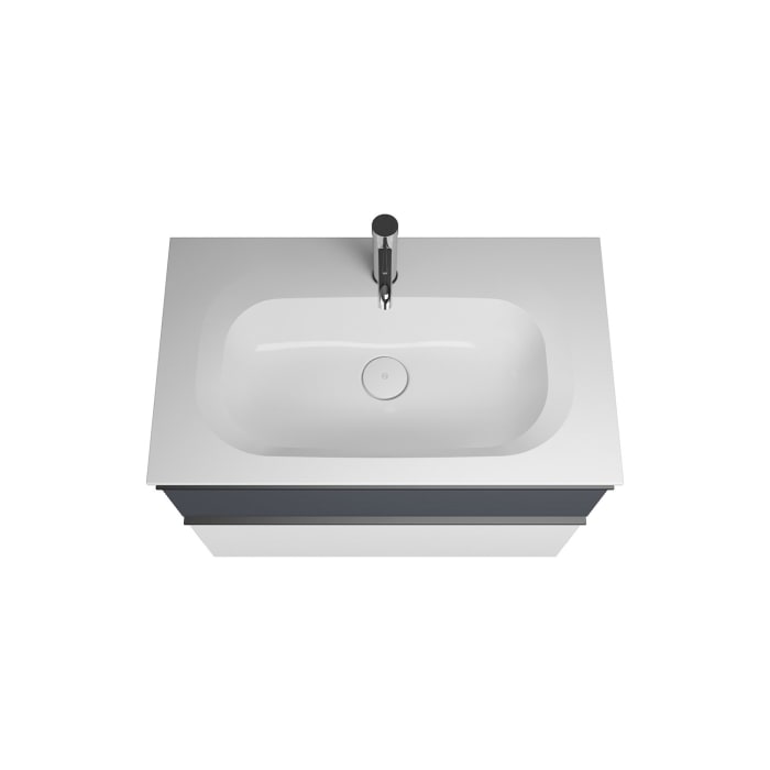 burgbad Fiumo Badmöbel-Set 82 cm mit Waschtisch und Unterschrank  mit Griff G0200 sowie mit Spiegelschrank