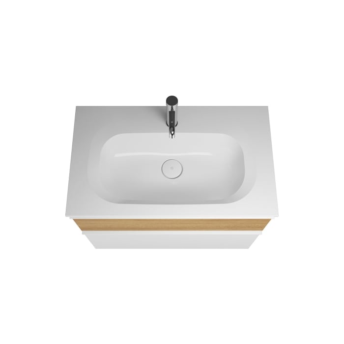 burgbad Fiumo Badmöbel-Set 82 cm mit Waschtisch und Unterschrank  mit Griff G0223 sowie mit Spiegelschrank