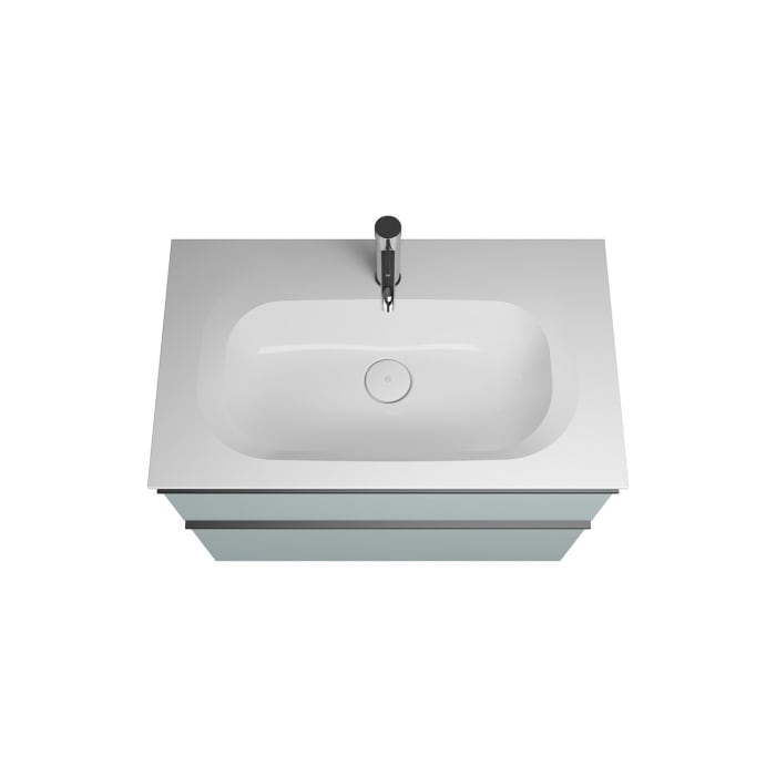 burgbad Fiumo Badmöbel-Set 82 cm mit Waschtisch und Unterschrank  mit Griff G0200 sowie mit Spiegelschrank