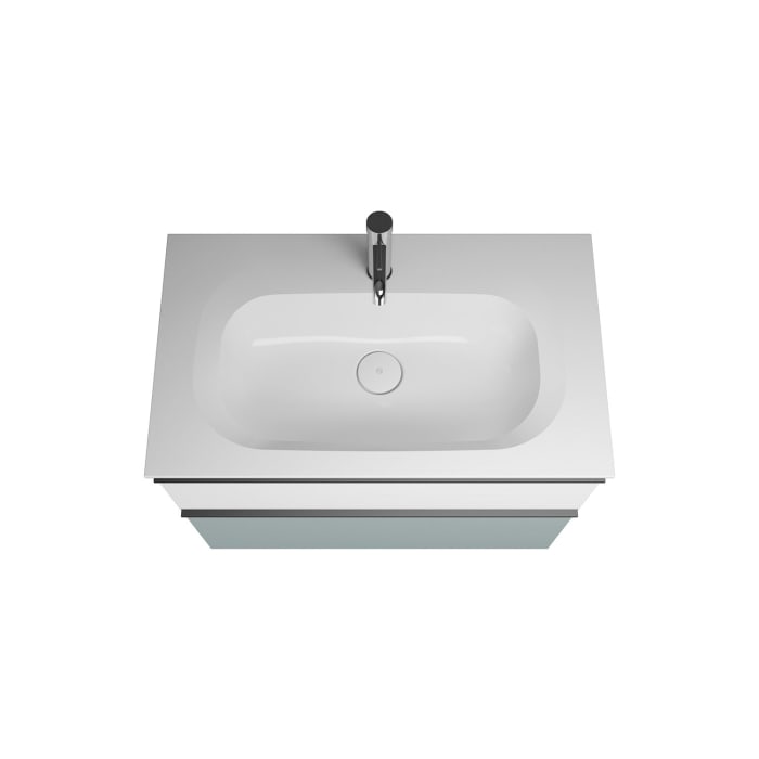 burgbad Fiumo Badmöbel-Set 82 cm mit Waschtisch und Unterschrank  mit Griff G0200 sowie mit Spiegelschrank