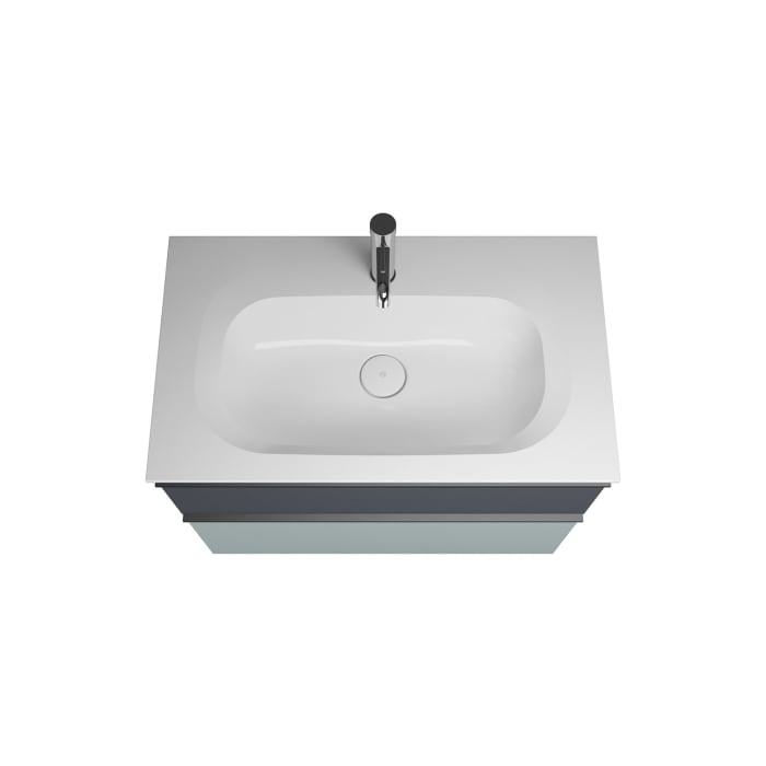 burgbad Fiumo Badmöbel-Set 82 cm mit Waschtisch und Unterschrank  mit Griff G0200 sowie mit Spiegelschrank