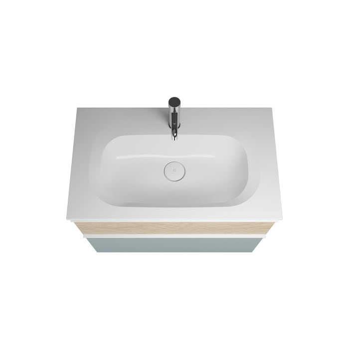 burgbad Fiumo Badmöbel-Set 82 cm mit Waschtisch und Unterschrank  mit Griff G0223 sowie mit Spiegelschrank