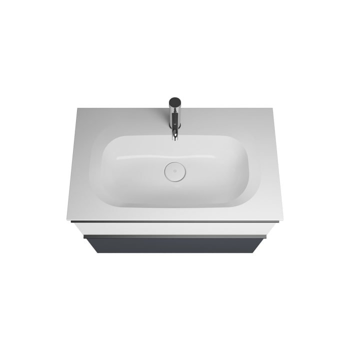 burgbad Fiumo Badmöbel-Set 82 cm mit Waschtisch und Unterschrank  mit Griff G0200 sowie mit Spiegelschrank