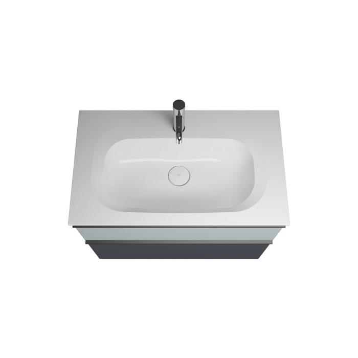 burgbad Fiumo Badmöbel-Set 82 cm mit Waschtisch und Unterschrank  mit Griff G0200 sowie mit Spiegelschrank