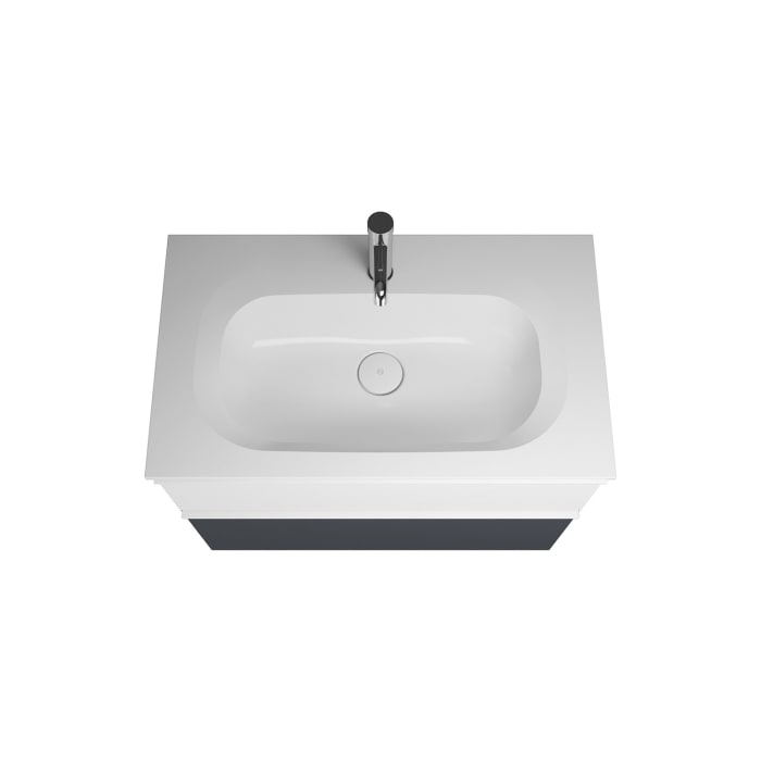 burgbad Fiumo Badmöbel-Set 82 cm mit Waschtisch und Unterschrank  mit Griff G0223 sowie mit Spiegelschrank