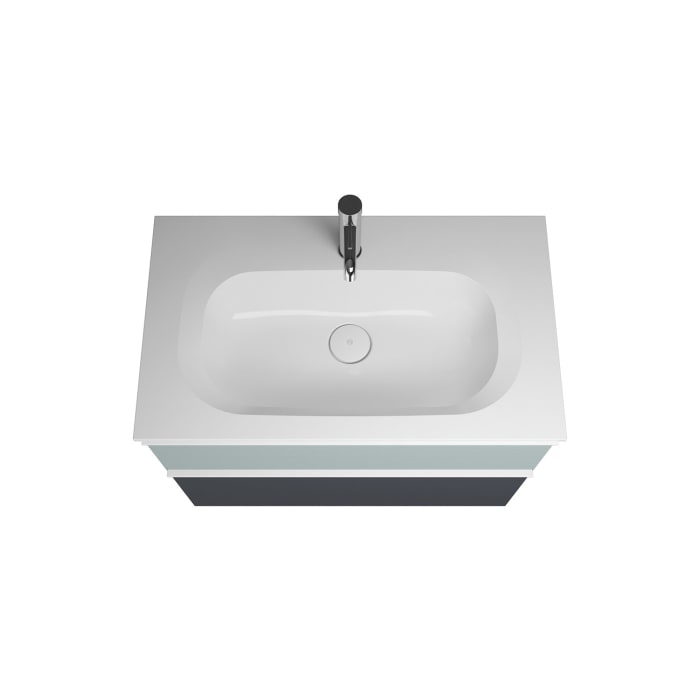 burgbad Fiumo Badmöbel-Set 82 cm mit Waschtisch und Unterschrank  mit Griff G0223 sowie mit Spiegelschrank