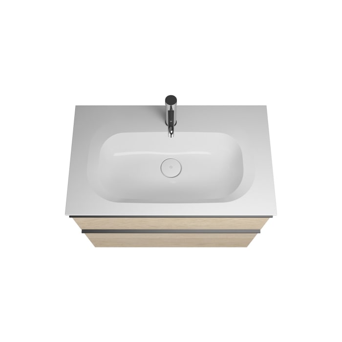 burgbad Fiumo Badmöbel-Set 82 cm mit Waschtisch und Unterschrank  mit Griff G0200 sowie mit Spiegelschrank