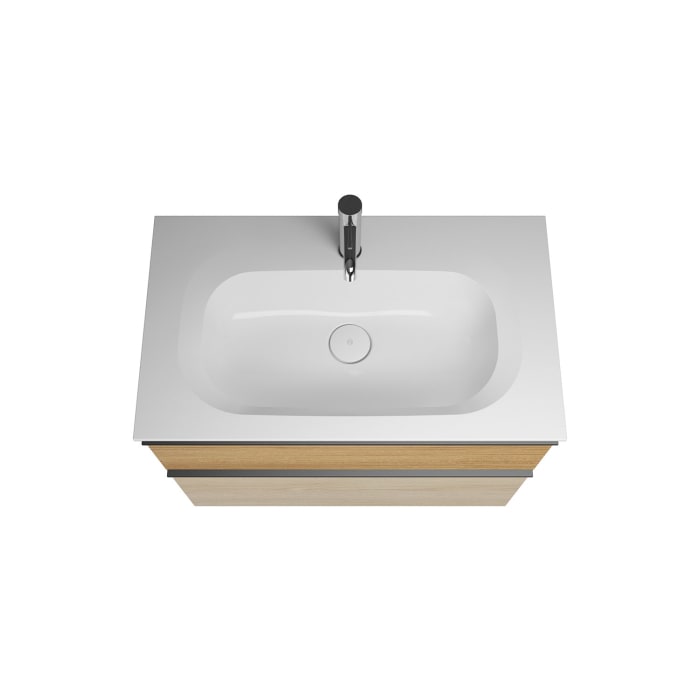 burgbad Fiumo Badmöbel-Set 82 cm mit Waschtisch und Unterschrank  mit Griff G0200 sowie mit Spiegelschrank