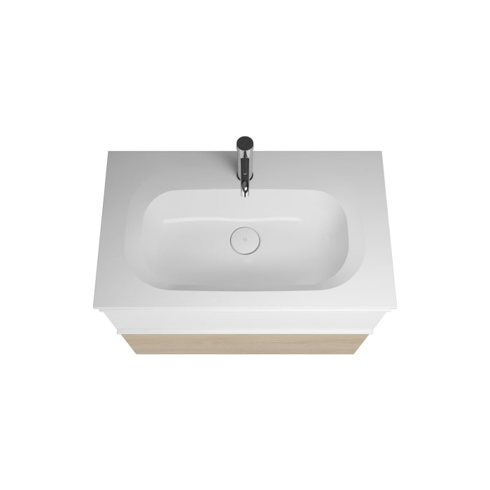 burgbad Fiumo Badmöbel-Set 82 cm mit Waschtisch und Unterschrank  mit Griff G0223 sowie mit Spiegelschrank