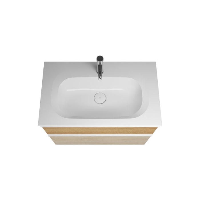 burgbad Fiumo Badmöbel-Set 82 cm mit Waschtisch und Unterschrank  mit Griff G0223 sowie mit Spiegelschrank