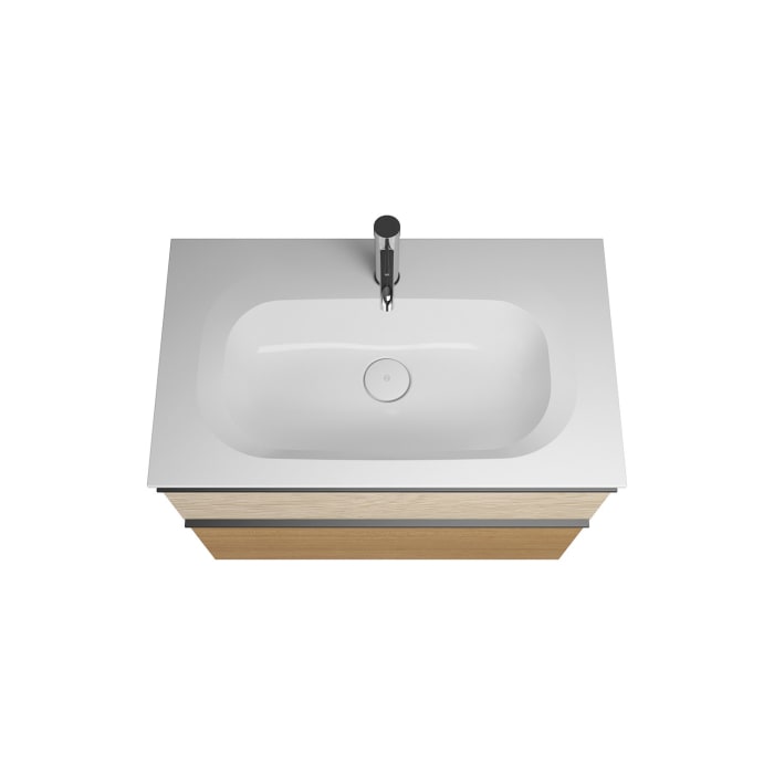 burgbad Fiumo Badmöbel-Set 82 cm mit Waschtisch und Unterschrank  mit Griff G0200 sowie mit Spiegelschrank