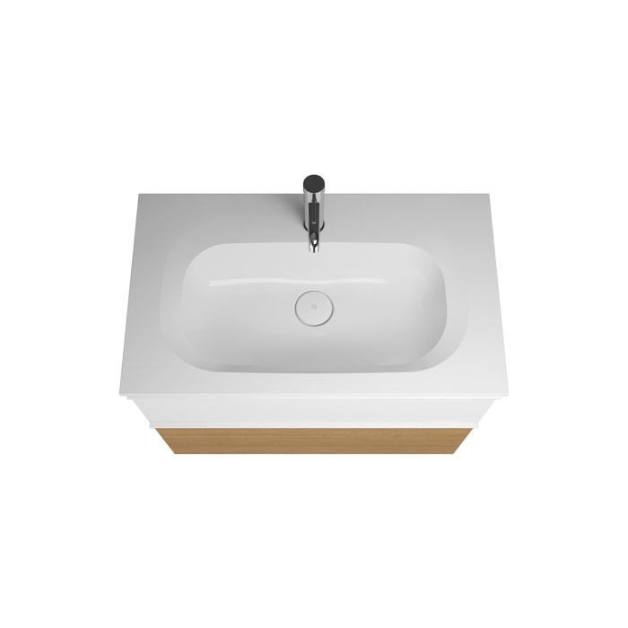 burgbad Fiumo Badmöbel-Set 82 cm mit Waschtisch und Unterschrank  mit Griff G0223 sowie mit Spiegelschrank