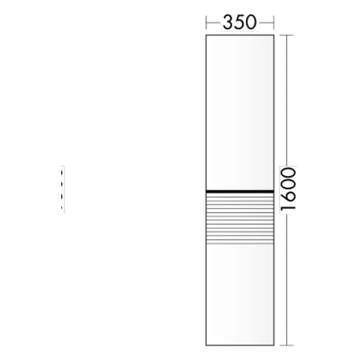 burgbad Fiumo Hochschrank 35 x 32 x 160 cm, 2 Türen, Anschlag  rechts, mit Griff G0146, untere Tür mit Plissée-Struktur