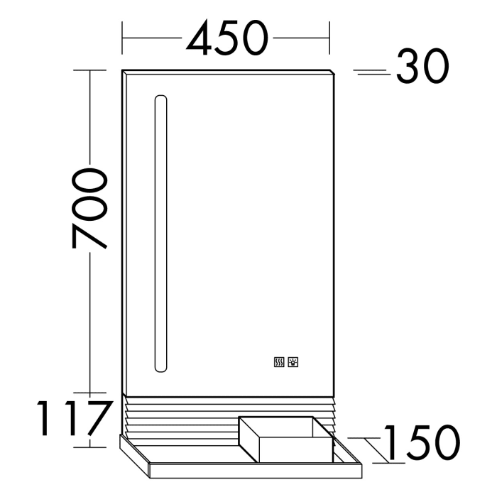 burgbad Fiumo Leuchtspiegel mit vertikaler LED-Beleuchtung 45 x 81,7 cm