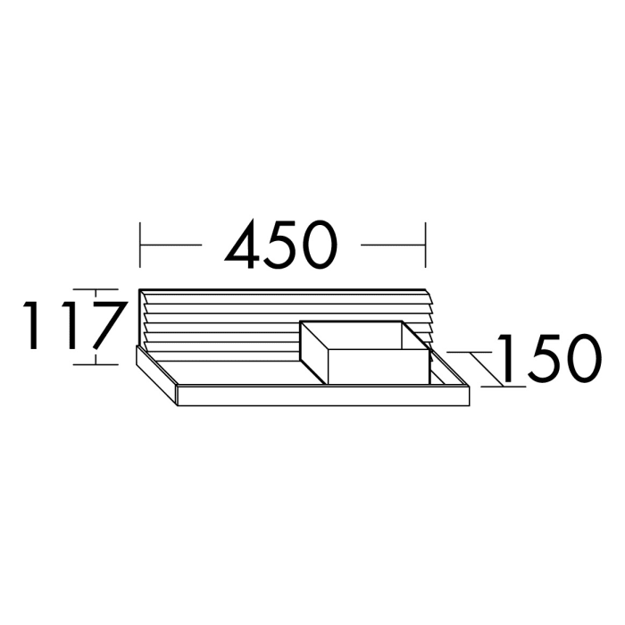 burgbad Fiumo Wandboard mit Metallreling 45 cm, Reling und Box in schwarz