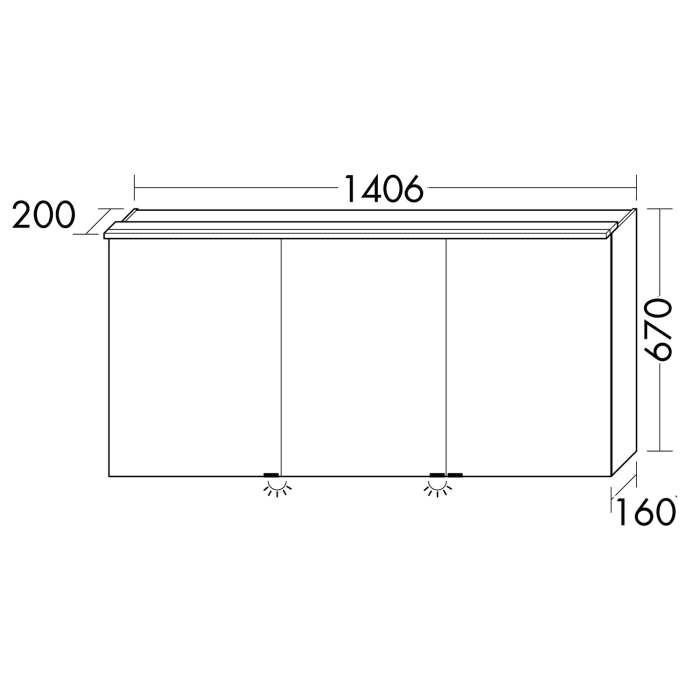 burgbad Fiumo Spiegelschrank mit LED-Aufsatzleuchte 140,6 x 20 x 67 cm, 3 Spiegeltüren