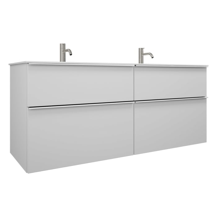 burgbad Fiumo Mineralguss-Doppelwaschtisch mit Unterschrank 142 cm, mit Griff G0223