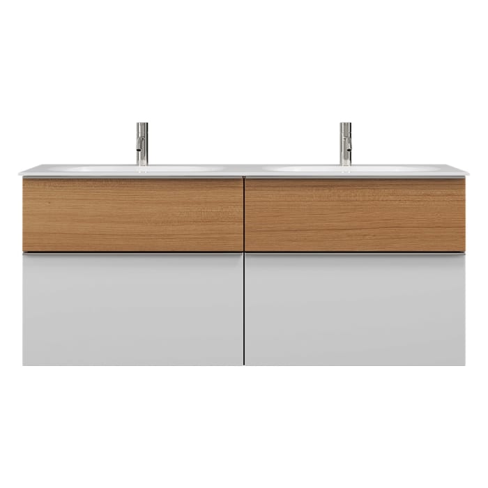 burgbad Fiumo Mineralguss-Doppelwaschtisch mit Unterschrank 142 cm, mit Griff G0146