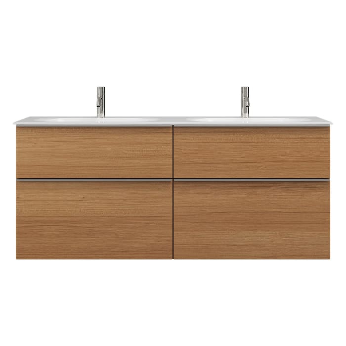 burgbad Fiumo Mineralguss-Doppelwaschtisch mit Unterschrank 142 cm, mit Griff G0146